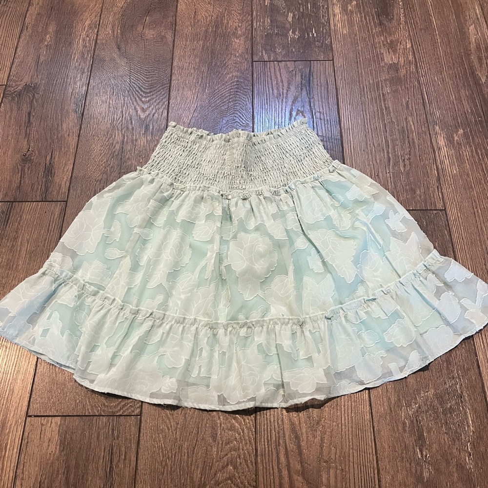 Elegant Mint Floral Skirt